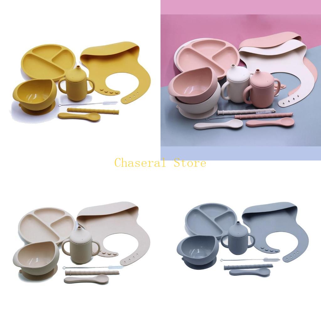 E7CE 7 Món Bộ Ăn Cho Bé Bát Si - đánh giá và giá Waterproof Baby Bibs Silicone