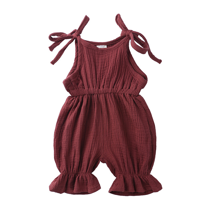 Mùa Hè Trang Phục Bé Gái Quần  - đánh giá và giá Baby Summer Linen Sleeveless Jumpsuit